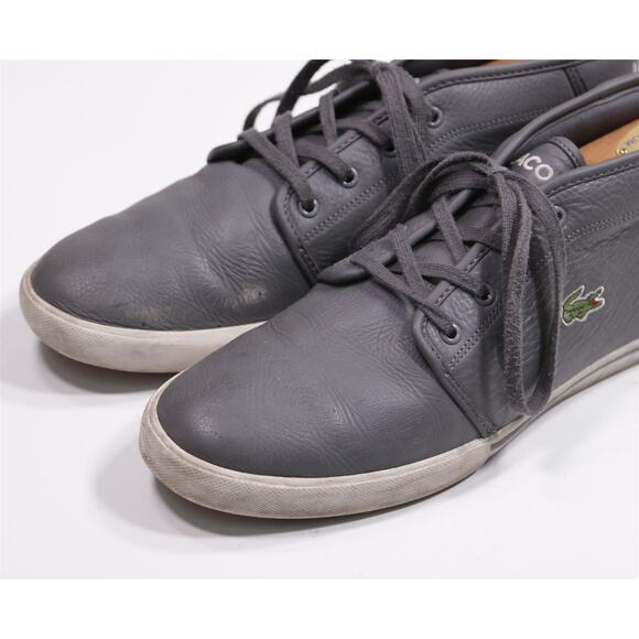 Lacoste Mens Ampthill Gray Hi Top Leather Sneakers US 10 - Picture 3 of 13